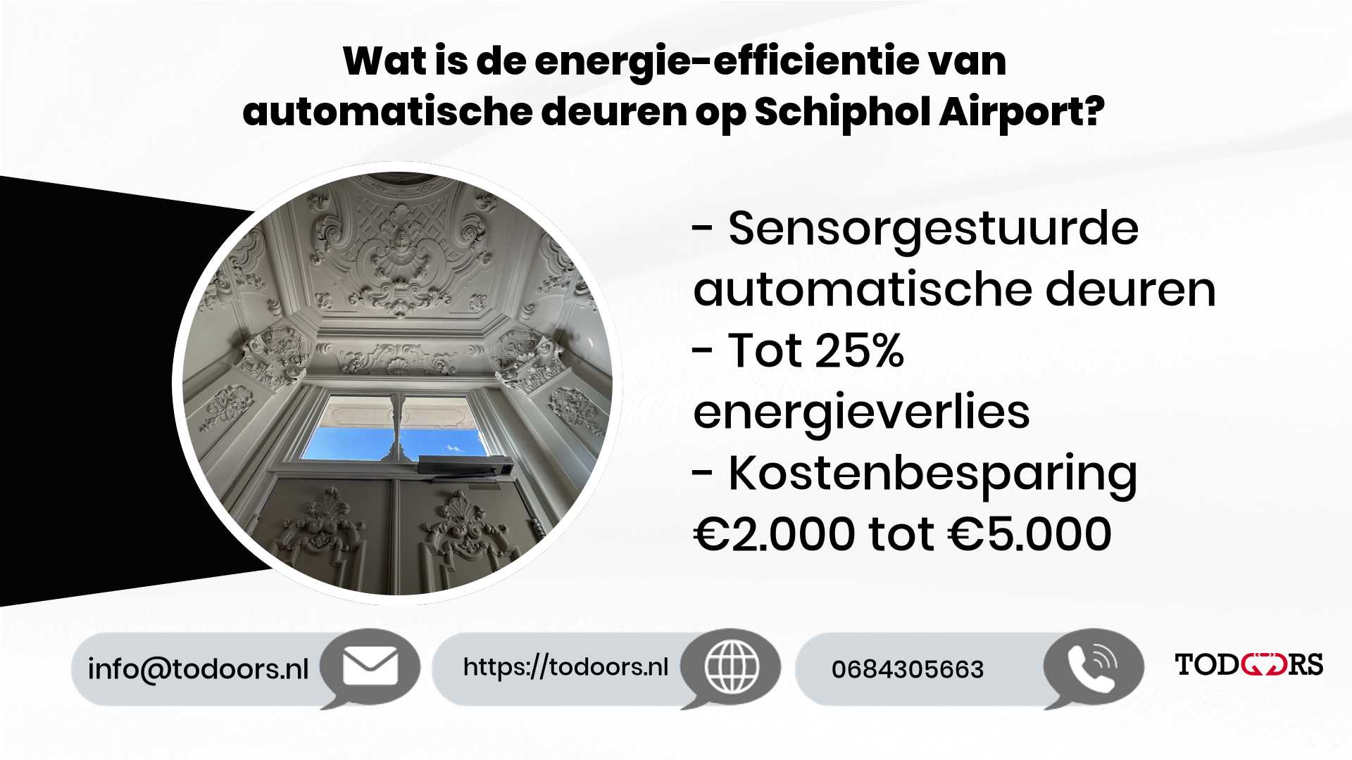 Wat is de energie-efficiëntie van automatische deuren op Schiphol Airport?
