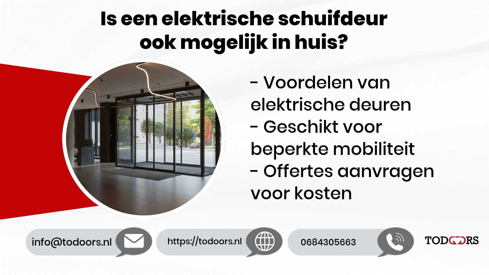 Is een elektrische schuifdeur ook mogelijk in huis?