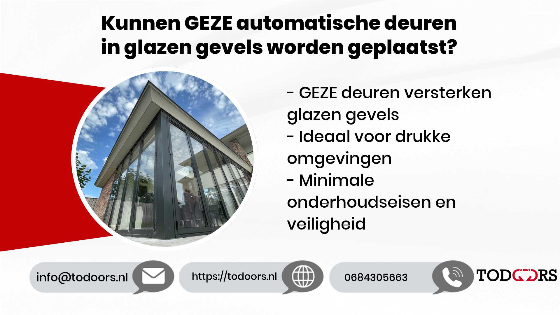 Kunnen GEZE automatische deuren in glazen gevels worden geplaatst?