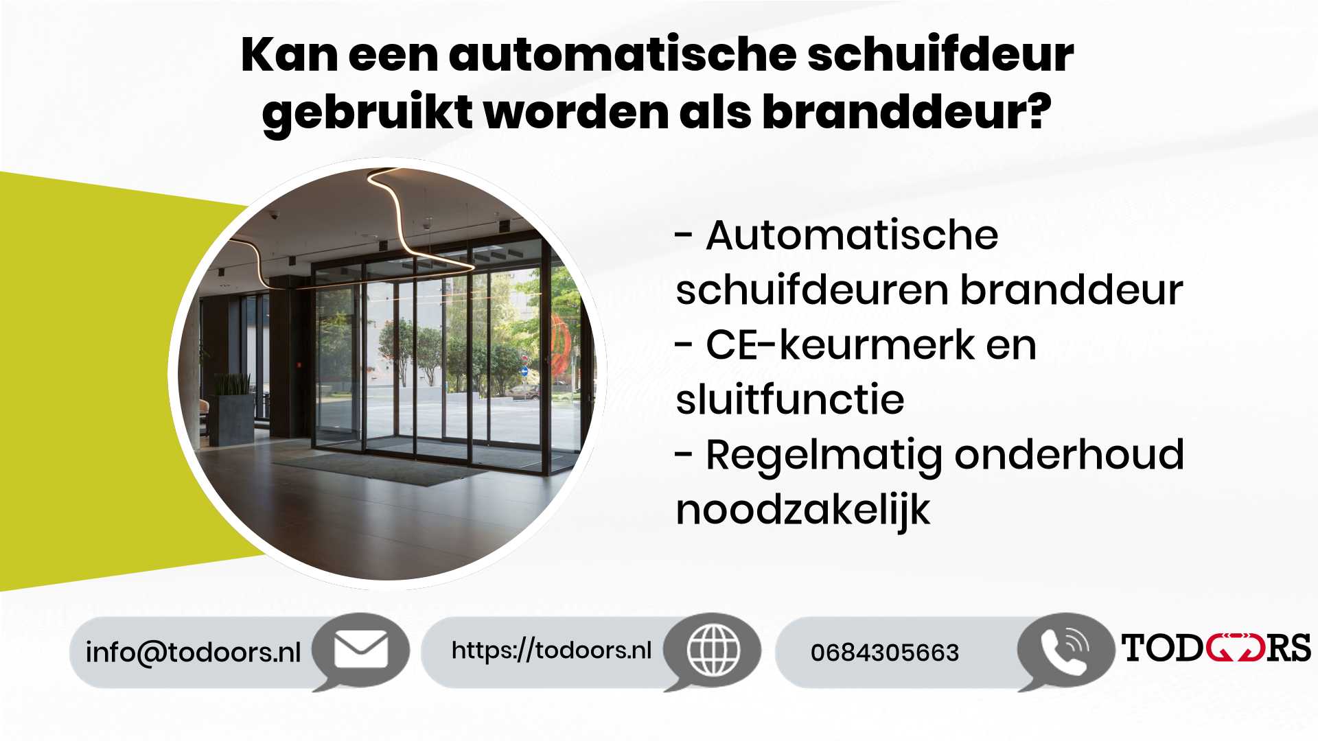 Kan een automatische schuifdeur gebruikt worden als branddeur?