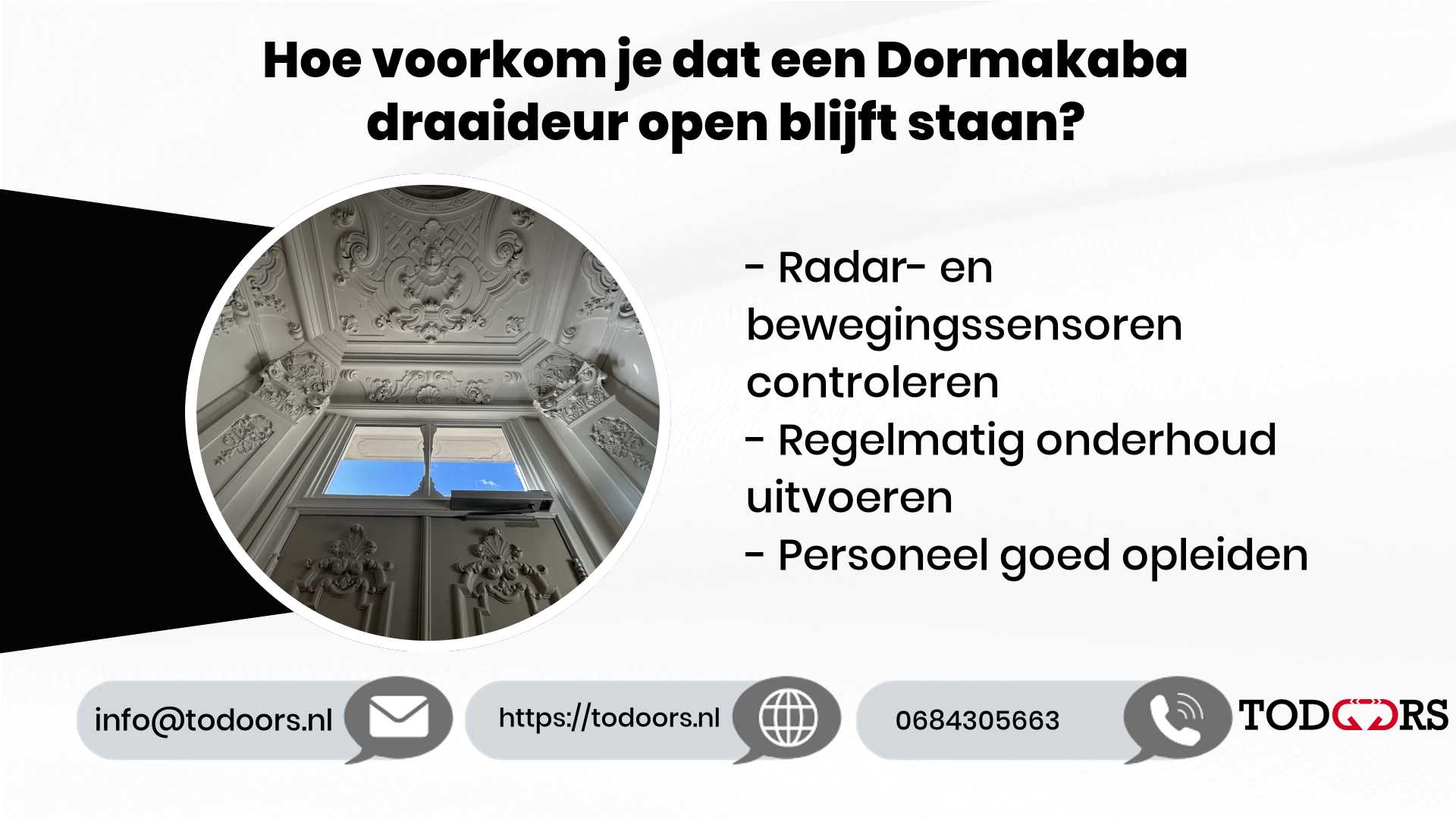 Hoe voorkom je dat een Dormakaba draaideur open blijft staan?
